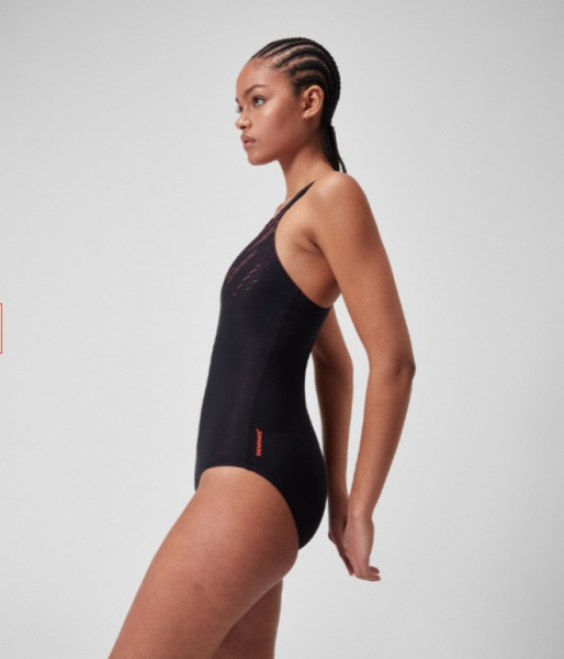 Купальник Speedo HyperBoom Placement Muscleback (Женский; 42 (54); черный/красный принт)